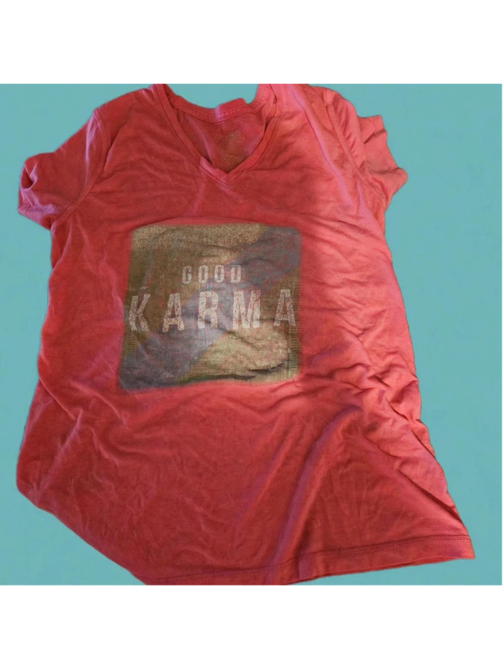 Pink Good Karma graphic tee with 'GOOD KARMA' text #graphictee #karma